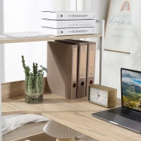 HOMCOM Office Desk with Storage Shelves, 120 CM Computer Desk, Industrial Study Table with Metal Frame for Home Office Small Space, Oak(m-9)