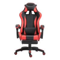 Vinsetto Racing Silla de Escritorio Sillón Gamer Juvenil Giratorio Reclinable Altura Ajustable Reposapiés Plegable de Cuero Sintético PU(m-1)