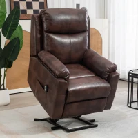 HOMCOM Faux Leather 70° Electric Riser Recliner Chair, Dark Brown(m-2)