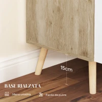 HOMCOM Mobile Multiuso con Ripiano Regolabile su 3 Livelli e Base Rialzata, in Legno, 76x41.2x74 cm, Bianco e Rovere(m-5)