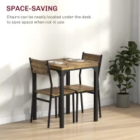 HOMCOM Three-Piece Minimal and Compact Dining Set, Rustic Brown(m-4)
