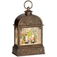 HOMCOM Weihnachtsdeko Schneekugel, Winterlaterne, Schneemänner, Musik & Licht, 16,6 x 8,8 x 26,3 cm(m-8)