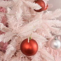 HOMCOM 6FT Pink Artificial Christmas Tree Holiday Home Decoration Ornament w/ Metal Stand Fully Pretty Home Office Joy(m-9)