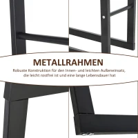 HOMCOM Kaminholzregal Metall 40 x 25 x 150 cm Brennholzregal Stapelhilfe Stahlrahmen bis 100kg Kaminholzunterstand Outdoor Holzregal Feuerholzregal für Garten Terrasse Außen Schwarz(m-6)