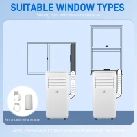 HOMCOM 9000 BTU Portable Air Conditioner, Smart Home WiFi Compatible, 4 in 1 Air Conditioning Unit, Dehumidifier, Fan with Remote, 24H Timer, Window Venting Kit, 20m², R290, A Energy Efficiency(m-7)