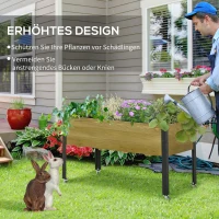 Outsunny Hochbeet mit Rädern Pflanztisch Blumenkasten mit Abfluss Massivholz Vliesstoff Hellbraun 120 x 60 x 72 cm(m-7)