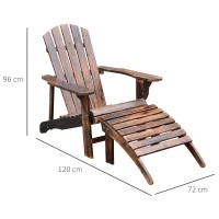 HOMCOM Fauteuil de Jardin Adirondack Chaise Longue Chaise Plage avec Tabouret Bois de sapin(m-3)