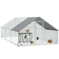 PawHut Walk In Chicken Run with Chicken Activity Shelf and Cover, 3 x 6 x 2m(m-1)