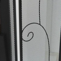 HOMCOM Pantalla de Chimenea Plegable con Bisagras 132,5x76,5 cm Estructura de Acero Resistente Malla Decorativa Negro(m-9)