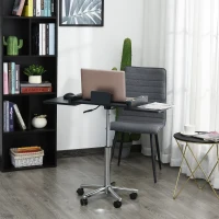 HOMCOM Laptoptisch Laptop Ständer Notebooktisch mit Rollen höhenverstellbar klappbar Computer Tablet Stahl + MDF Schwarz 90,5 x 36 x 65-90 cm(m-2)