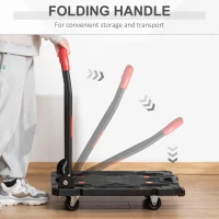 DURHAND Platform Trolley on Wheels Folding Hand Truck for Heavy Lifting and Easy Transportation 150KG Black(m-5)