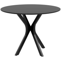 HOMCOM Tavolo da Pranzo Moderno Rotondo per 4 Persone in Acciaio e MDF, Ø100x75cm, Nero(m-10)