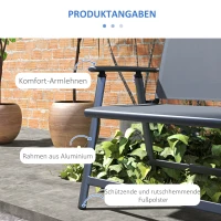 Outsunny 2-Sitzer Gartensessel Gartenstuhl für 2 Personen Gartenbank klappbar, 118 cm x 65 cm x 96 cm, Grau(m-6)