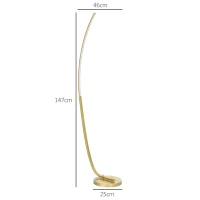 HOMCOM Modern 147cm Curved LED Floor Lamp - Gold Tone(m-3)
