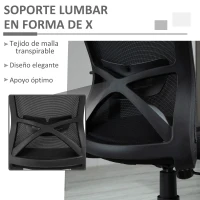 Vinsetto Silla de Oficina Altura Ajustable Reposabrazos Soporte Lumbar Respaldo Transpirable y Basculante 62x56x95-103 cm Negro(m-7)