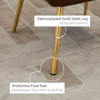 HOMCOM Velvet Armchairs, Upholstered Accent Chairs with Golden Steel Legs, Modern Vanity Chairs for Living Room and Bedroom, Set of 2, Light Brown(m-6)