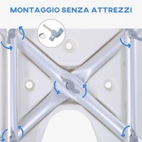 HOMCOM Sedia Doccia Regolabile su 8 Livelli con Fori di Drenaggio, in Alluminio e PE, 48x42x71-83.5 cm, Bianco e Argento(m-5)