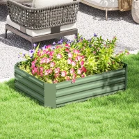Outsunny Hochbeet aus verzinktem Stahl, Gartenbeet, Pflanzkasten für Garten, Blumenkasten, 120 x 90 x 30 cm, Dunkelgrün(m-2)