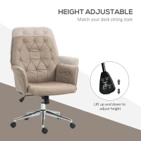 Vinsetto Microfibre Computer Chair with Armrest, Modern Swivel Chair with Adjustable Height, Khaki(m-4)