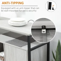 HOMCOM Modern Sideboard, Steel Frame Storage Cabinet with 2 Doors and Adjustable Shelves for Living Room, Hallway, Light Grey(m-6)