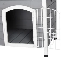 PawHut Hundehütte Hundehaus mit Tür Hundebox Gitterbox TransportKäfig für Katzen Hasen Outdoor wasserdicht Grau Tanne 80 x 55 x 53,5 cm(m-9)