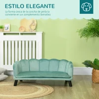 PawHut Sofá para Perros Medianos Sofá Cama para Mascotas Tapizado en Terciopelo con Patas de Madera 98,5x60,5x35,5 cm Verde(m-5)