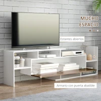 HOMCOM Conjunto Muebles de Salón con Mesa para Televisor 153,6x25x42 cm y Estante de Pared 150x14,5x16,3 cm Blanco y Marrón(m-5)