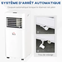 HOMCOM Climatiseur mobile 9000 BTU/H débit d'air 360 m³/h, minuterie 24H et télécommande, capacité max. de 28 m² blanc(m-6)