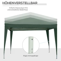 Outsunny 3 x 3 m Pavillon mit 4 Seitenwänden, Fenster, Festzelt mit UV-Schutz, Gartenzelt inkl. Tragetasche, Stahl, Grün(m-9)