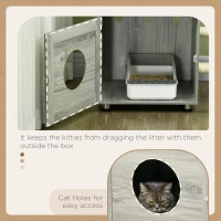 PawHut Enclosed Cat Litter Box with Cat House, Cat Bed, Scratching Posts, Platforms, for Indoor Cats - Grey(m-7)