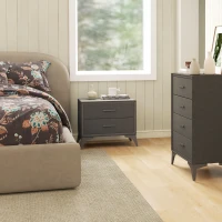 HOMCOM Velvet-Feel Chest of Two Drawers - Brown(m-9)