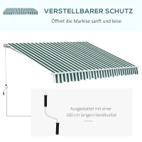 Outsunny Markise Gelenkarmmarkise Sonnenschutz Balkon Grün+weiß 3x2,5m(m-6)