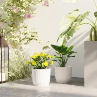 Outsunny Set of Two Ф22cm Planters - White(m-2)