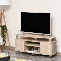HOMCOM Mesa para TV para Televisores de hasta 55 Pulgadas  con 2 Puertas y 2 Estantes para Dormitorio 120x39,5x52 cm Roble(m-7)