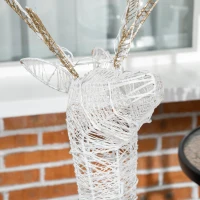 Outsunny Renne lumineux de Noël - décoration LED extérieure de Noël - 92 LED blanc chaud fils de coton blanc(m-8)