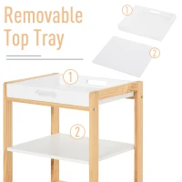 HOMCOM 4-Tier Moving Trolley Cart MDF Wood Blend w/ Tray Shelves 4 Universal Wheels Home Kitchen Office Storage Island Unit White Brown(m-6)