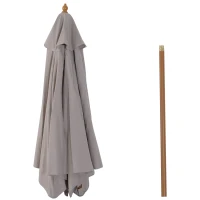 Outsunny Sonnenschirm Ø 250 cm, Sonnenschirm mit Seilzugmechanismus Balkonschirm Strandschirm aus Bambus windfest Marktschirm Sonnenschutz für Balkon Terrasse Garten, Grau(m-7)