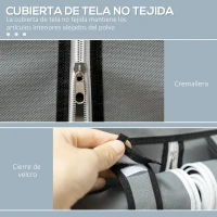 HOMCOM Armario de Tela Plegable Ropero Portátil con 8 Estantes y 2 Barras de Colgar para Dormitorio 125x43x162,5 cm Gris(m-5)