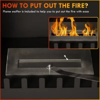 HOMCOM Bioethanol Stove Freestanding Medium-Large 3H Burning Stainless Steel Flame Snuffer for Living Room Black(m-5)