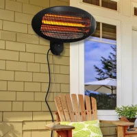 Outsunny 2kw Wall Mounted Infrared Electric Patio Heater Garden Outdoor Heating Warmer Waterproof 3 Power Settings Tilt Angle(m-10)