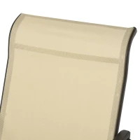 Outsunny Set of 3 Gliding Chair & Tea Table Set, Outdoor Rocker Set with 2 Armchairs, Tempered Glass Tabletop, Khaki(m-7)