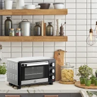 HOMCOM 16L Mini 1400W Countertop Oven - Black/Silver Tone(m-10)