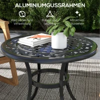 Outsunny Gartentisch Loungetisch Balkontisch, Vintage-Design, 60 x 60 x 53 cm, Schwarz(m-5)