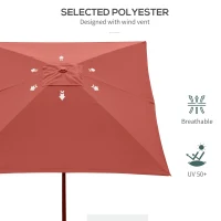 Outsunny 2 x 3(m) Garden Parasol Umbrella, Rectangular Outdoor Market Umbrella Sun Shade with Crank & Push Button Tilt, 6 Ribs, Aluminium Pole, Wine Red(m-7)