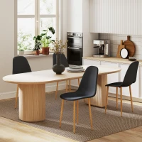 HOMCOM Modern Dining Chairs Set of 4, Kitchen Chairs with Backrest and Steel Legs for Dining Room, Living Room, Black(m-2)