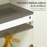 HOMCOM Mobile Multiuso con 2 Armadietti a 2 Livelli in Truciolato, Ripiano regolabile, 120x37x75cm Bianco e Color legno(m-5)