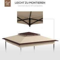 Outsunny Ersatzdach für Gartenzelt, Gartenzeltdach, wetterbeständig, 30+ UV, 325 x 325 cm, Beige(m-6)