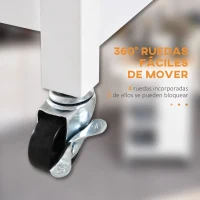 HOMCOM Carrito de Cocina Carro Auxiliar con Ruedas 1 Cajón 1 Armario 3 Estantes Abiertos de Almacenamiento para Comedor 66x39,5x86,5 cm Blanco(m-5)