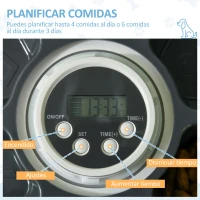 PawHut Dispensador de Comida para Mascotas Comedero Automático con Temporizador Pantalla LED 6 Cuencos Ø30,5x7,2 cm Blanco(m-4)