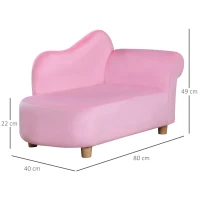 HOMCOM Fauteuil canapé méridienne pour enfant effet velours - 80 x 40 x 49 cm rose(m-3)